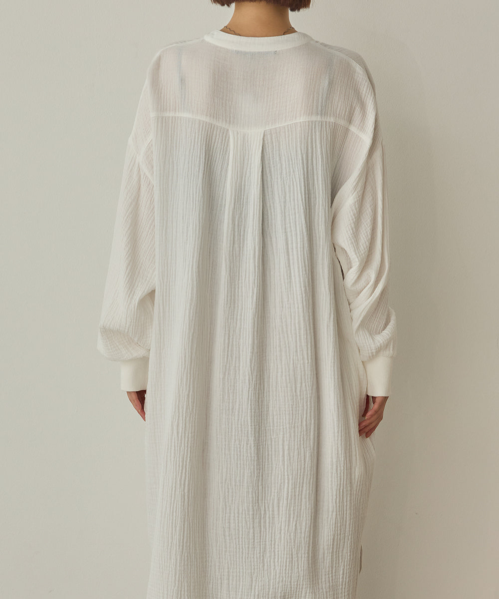 ダブルガーゼ製品洗いピンタックシャツワンピース[1325-7106]