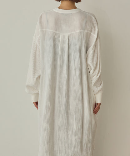 ダブルガーゼ製品洗いピンタックシャツワンピース[1325-7106]