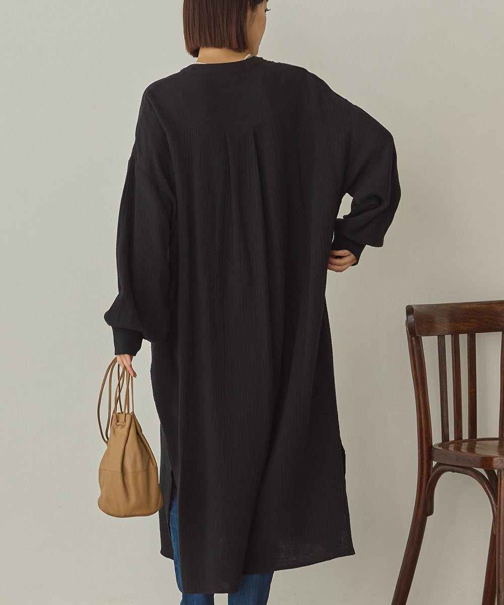 ダブルガーゼ製品洗いピンタックシャツワンピース[1325-7106]