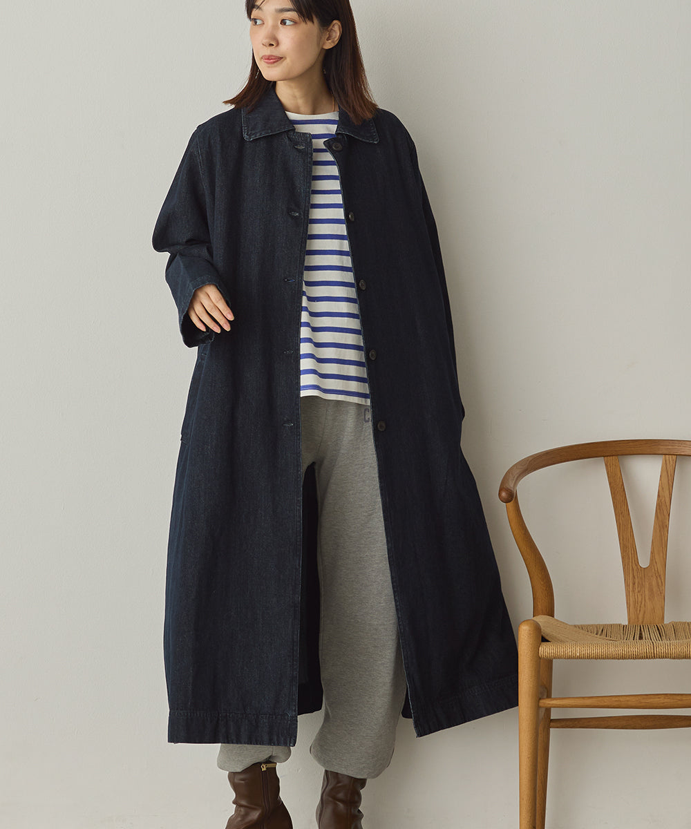 ダンプ＆デニムロングステンカラーコート[1225-9004]
