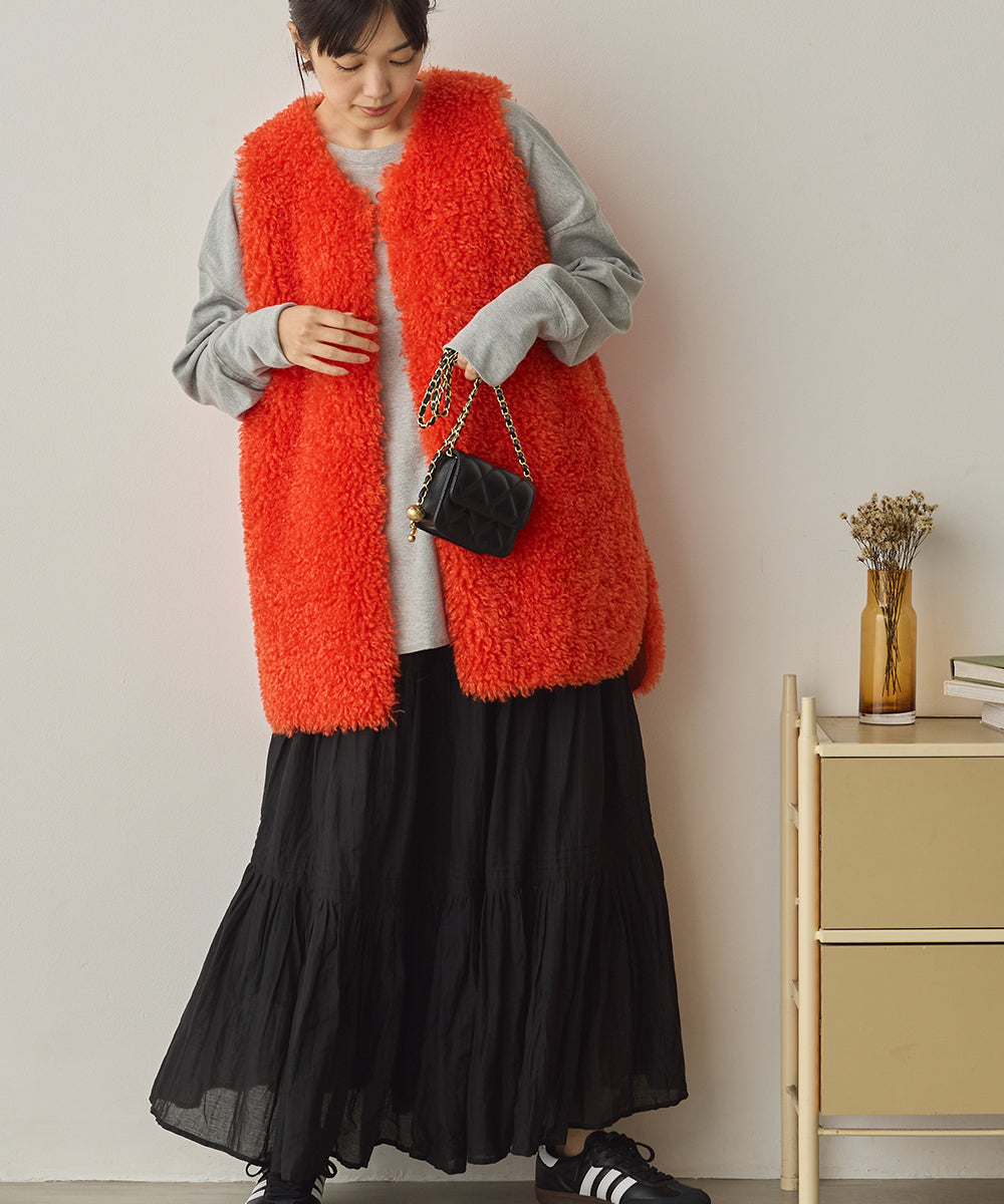 プードルファーリバーシブルロングベスト[1325-9006]