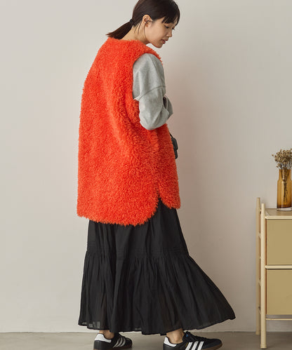 プードルファーリバーシブルロングベスト[1325-9006]