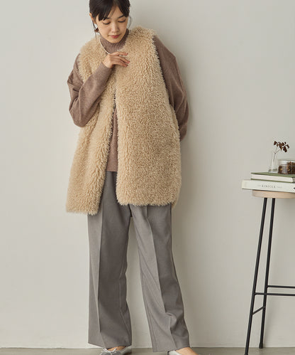 プードルファーリバーシブルロングベスト[1325-9006]