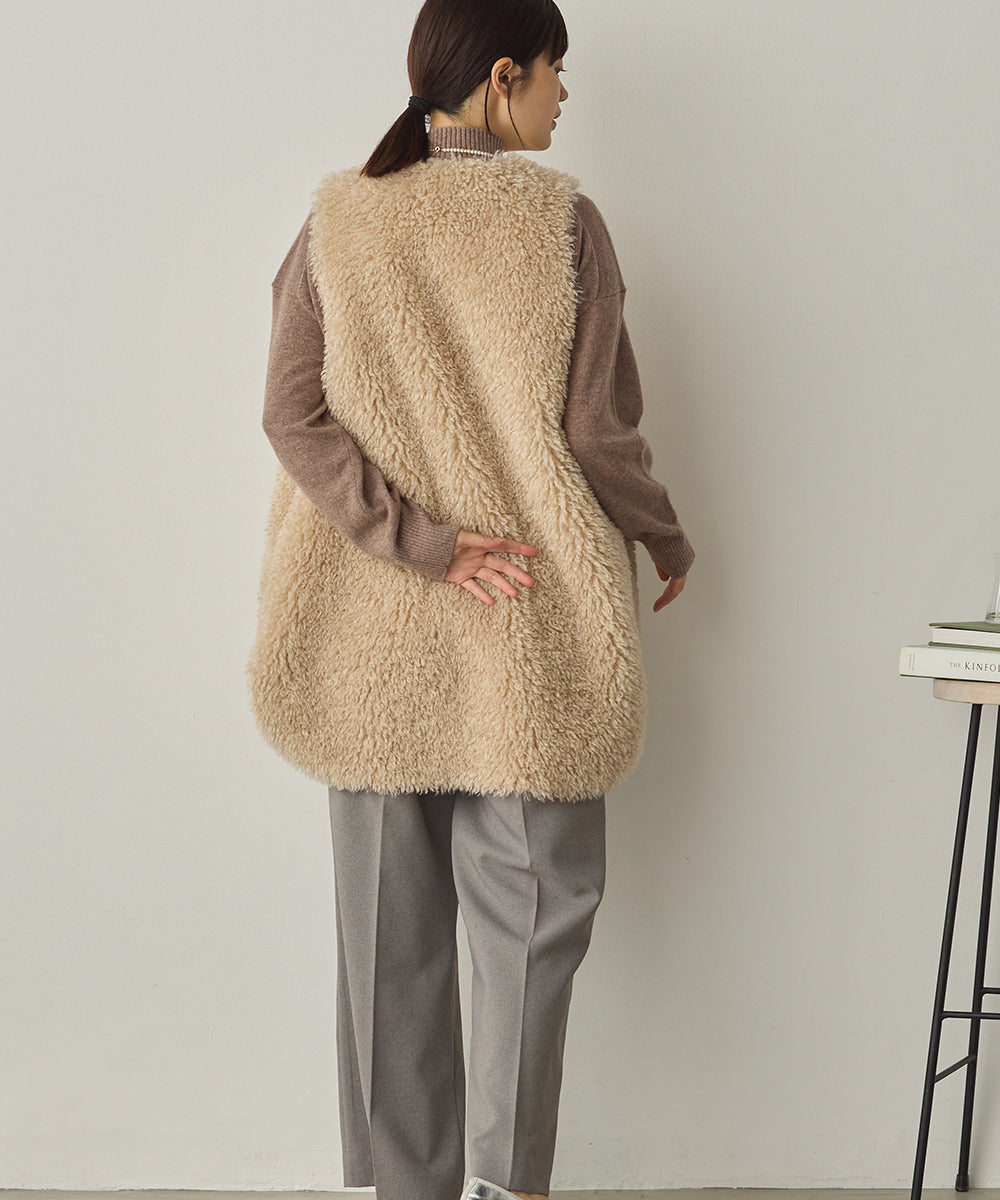 プードルファーリバーシブルロングベスト[1325-9006]