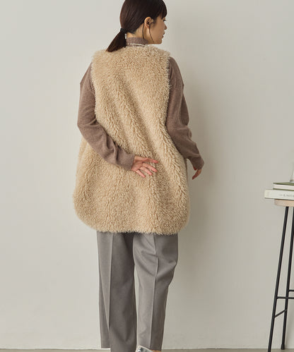 プードルファーリバーシブルロングベスト[1325-9006]