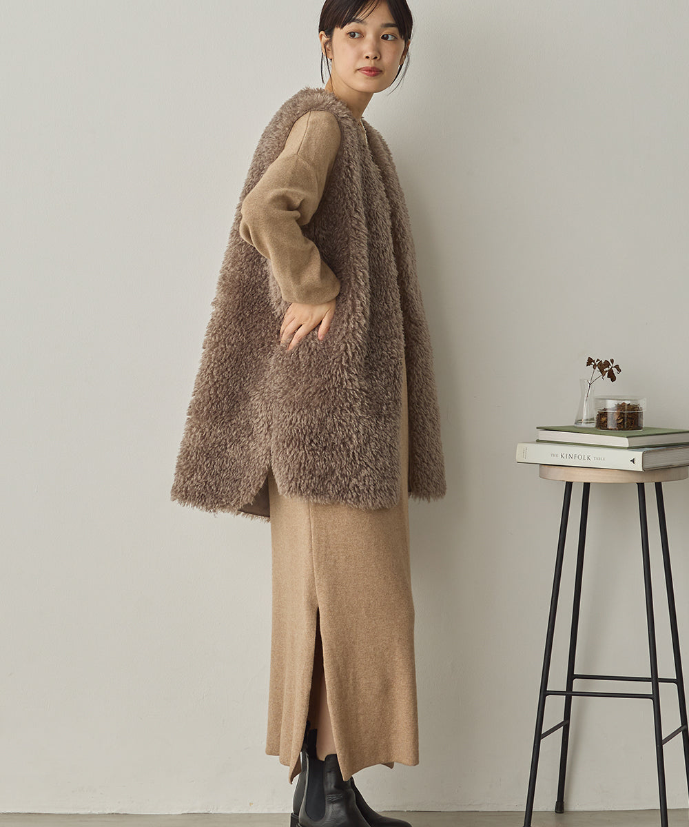 プードルファーリバーシブルロングベスト[1325-9006]