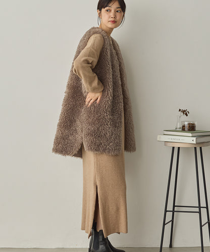 プードルファーリバーシブルロングベスト[1325-9006]