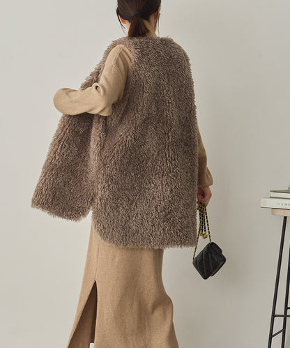 プードルファーリバーシブルロングベスト[1325-9006]