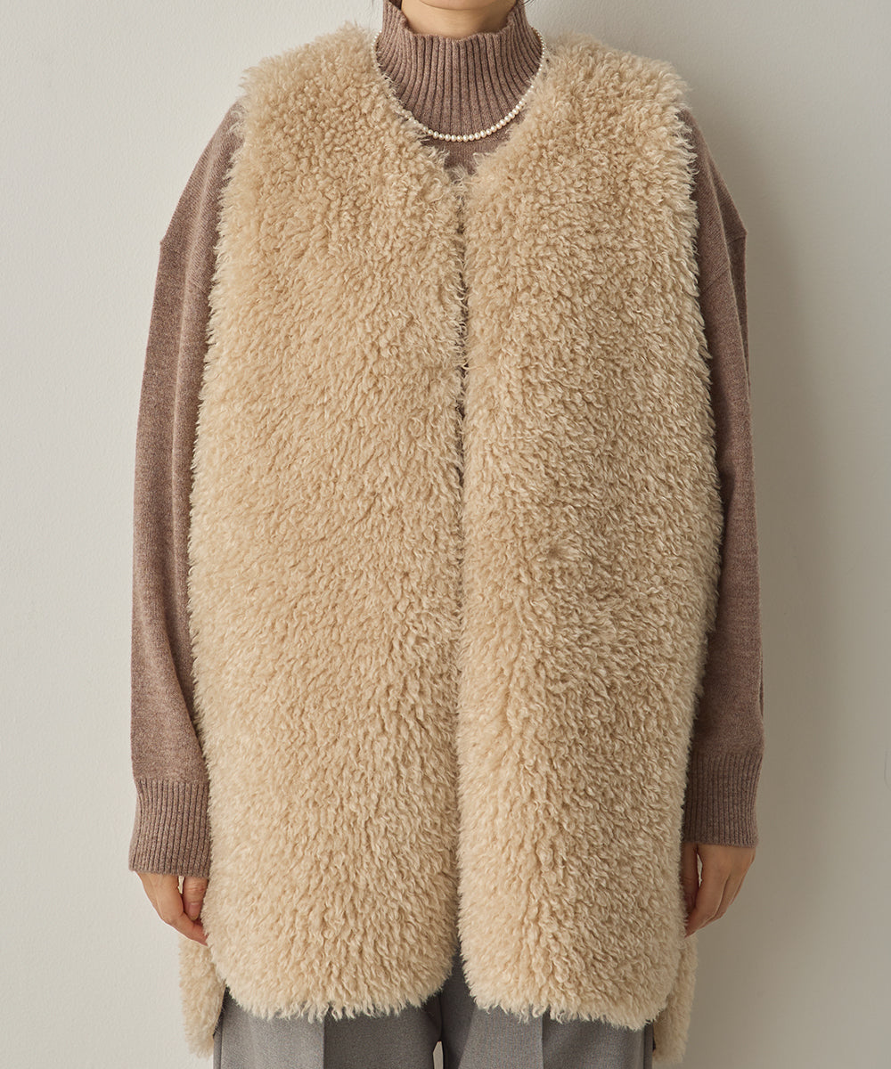 プードルファーリバーシブルロングベスト[1325-9006]