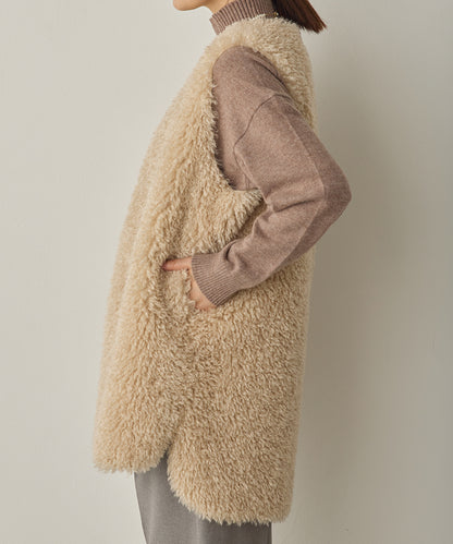 プードルファーリバーシブルロングベスト[1325-9006]