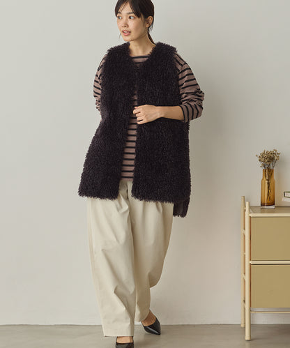 プードルファーリバーシブルロングベスト[1325-9006]