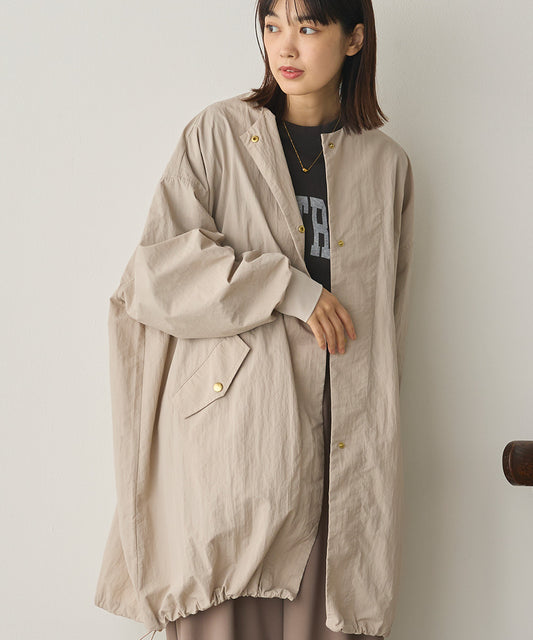 撥水加工ナイロンノーカラー裾ドローコードブルゾン[1325-9010]