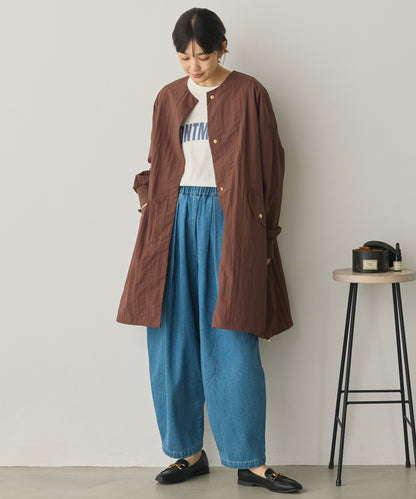 撥水加工ナイロンノーカラー裾ドローコードブルゾン[1325-9010]