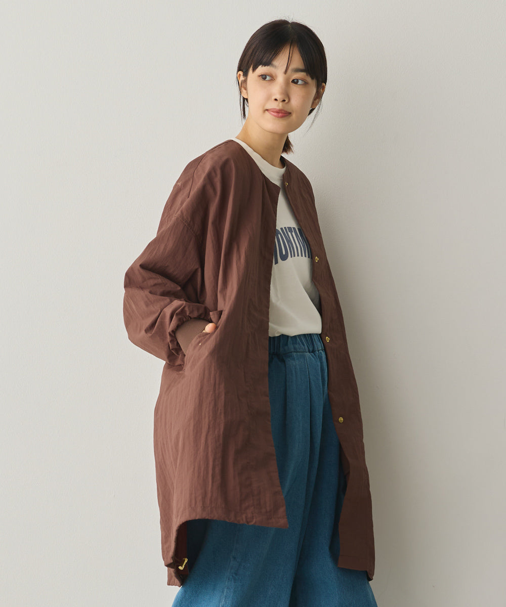 撥水加工ナイロンノーカラー裾ドローコードブルゾン[1325-9010]
