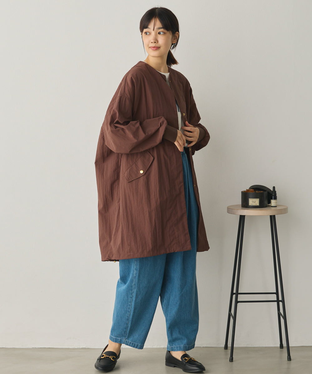 撥水加工ナイロンノーカラー裾ドローコードブルゾン[1325-9010]