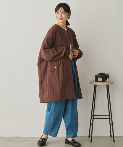 撥水加工ナイロンノーカラー裾ドローコードブルゾン[1325-9010]