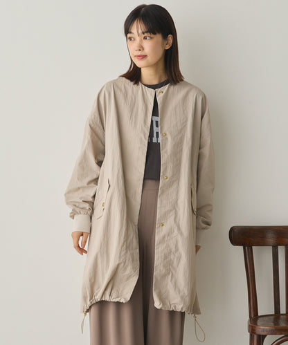 撥水加工ナイロンノーカラー裾ドローコードブルゾン[1325-9010]