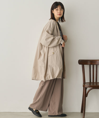 撥水加工ナイロンノーカラー裾ドローコードブルゾン[1325-9010]