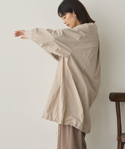 撥水加工ナイロンノーカラー裾ドローコードブルゾン[1325-9010]