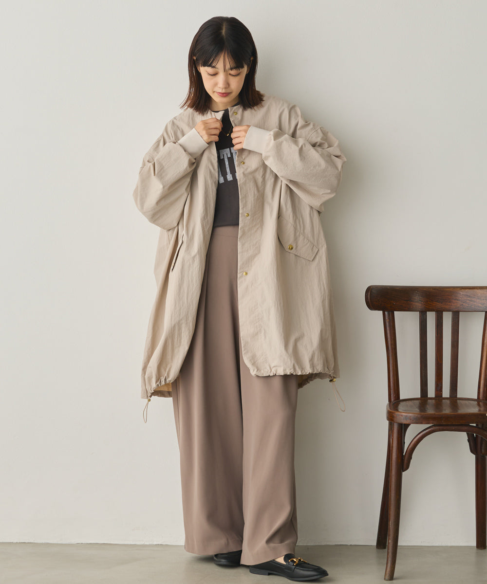 撥水加工ナイロンノーカラー裾ドローコードブルゾン[1325-9010]