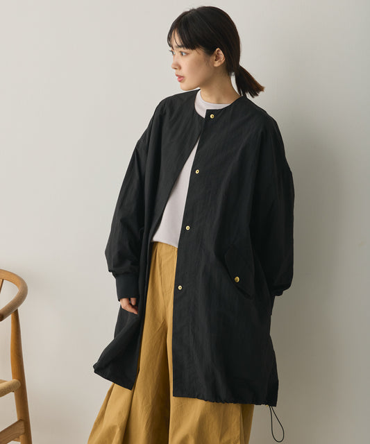 撥水加工ナイロンノーカラー裾ドローコードブルゾン[1325-9010]