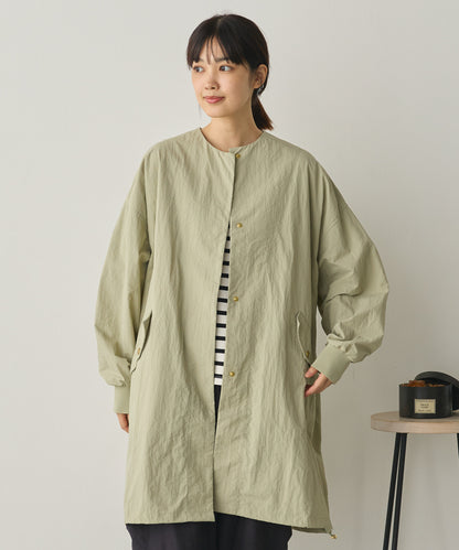 撥水加工ナイロンノーカラー裾ドローコードブルゾン[1325-9010]