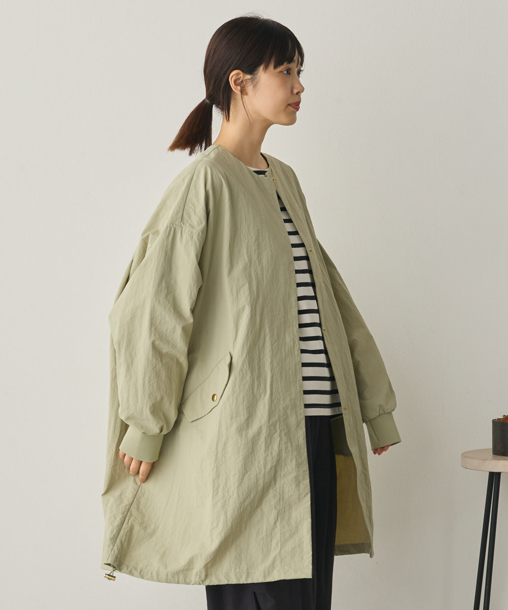 撥水加工ナイロンノーカラー裾ドローコードブルゾン[1325-9010]