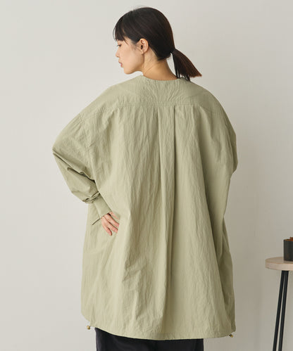 撥水加工ナイロンノーカラー裾ドローコードブルゾン[1325-9010]