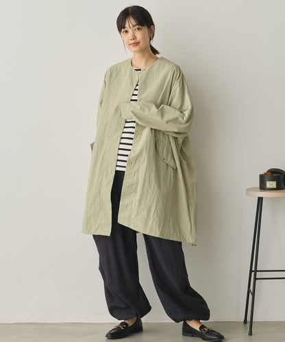 撥水加工ナイロンノーカラー裾ドローコードブルゾン[1325-9010]