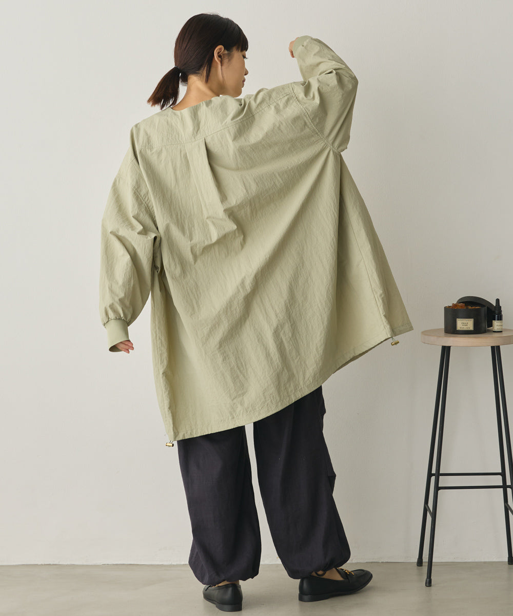 撥水加工ナイロンノーカラー裾ドローコードブルゾン[1325-9010]