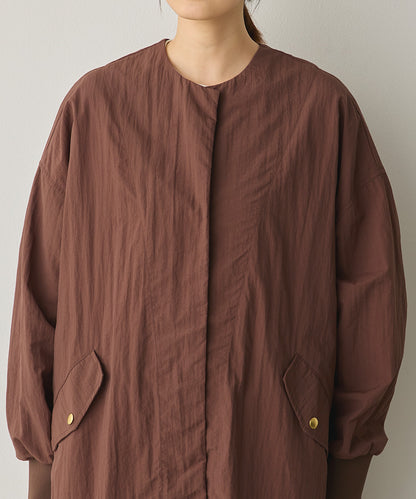 撥水加工ナイロンノーカラー裾ドローコードブルゾン[1325-9010]