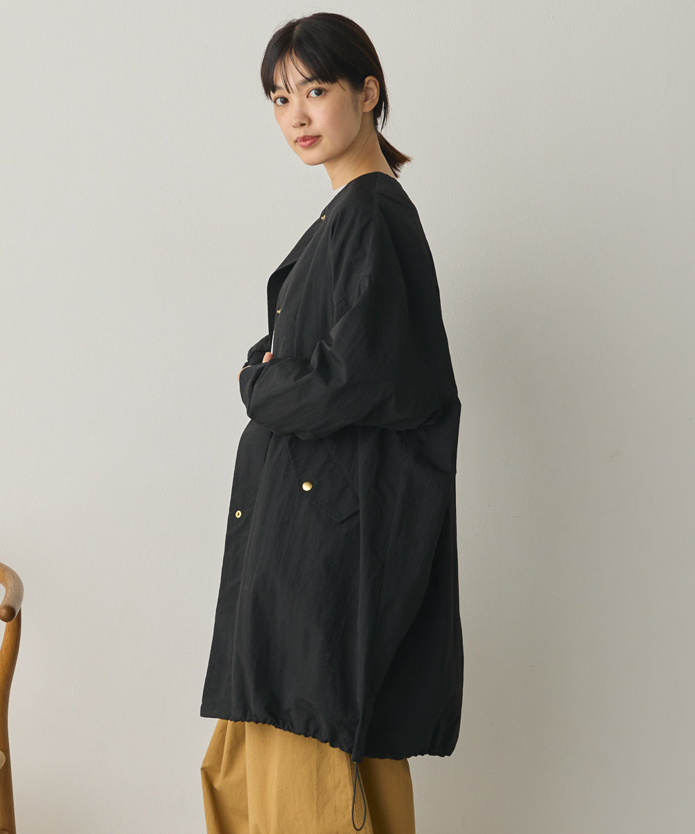 撥水加工ナイロンノーカラー裾ドローコードブルゾン[1325-9010]