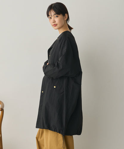 撥水加工ナイロンノーカラー裾ドローコードブルゾン[1325-9010]
