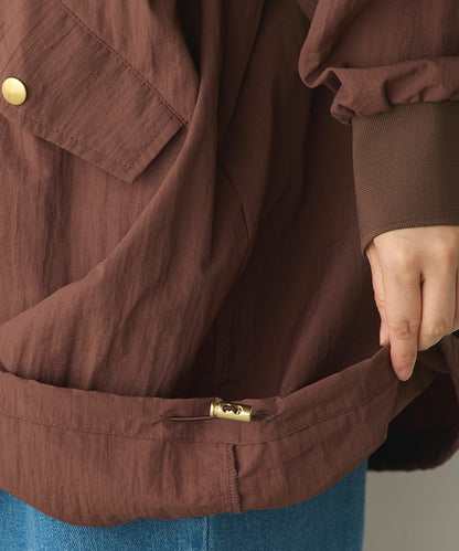 撥水加工ナイロンノーカラー裾ドローコードブルゾン[1325-9010]