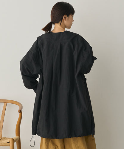 撥水加工ナイロンノーカラー裾ドローコードブルゾン[1325-9010]