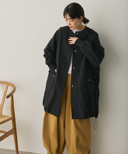 撥水加工ナイロンノーカラー裾ドローコードブルゾン[1325-9010]