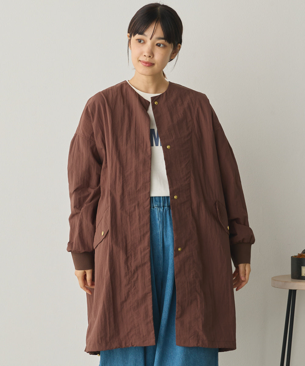 撥水加工ナイロンノーカラー裾ドローコードブルゾン[1325-9010]