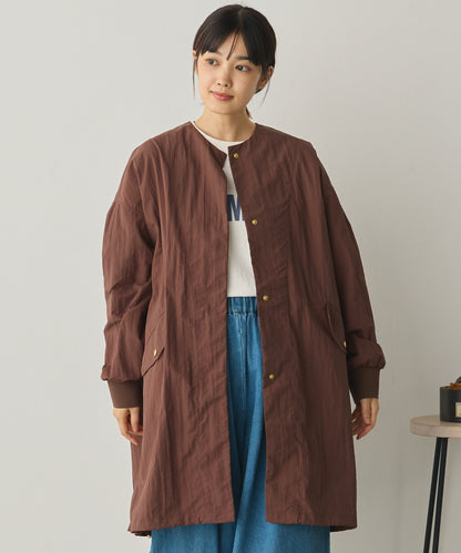 撥水加工ナイロンノーカラー裾ドローコードブルゾン[1325-9010]