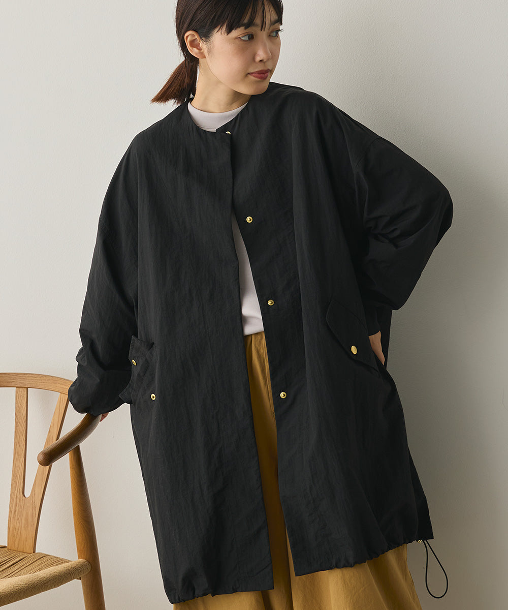 撥水加工ナイロンノーカラー裾ドローコードブルゾン[1325-9010]