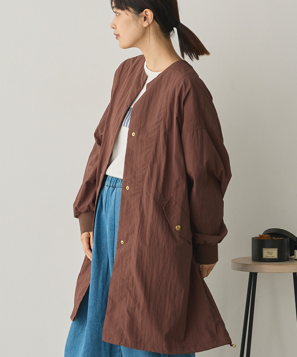 撥水加工ナイロンノーカラー裾ドローコードブルゾン[1325-9010]