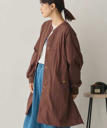 撥水加工ナイロンノーカラー裾ドローコードブルゾン[1325-9010]