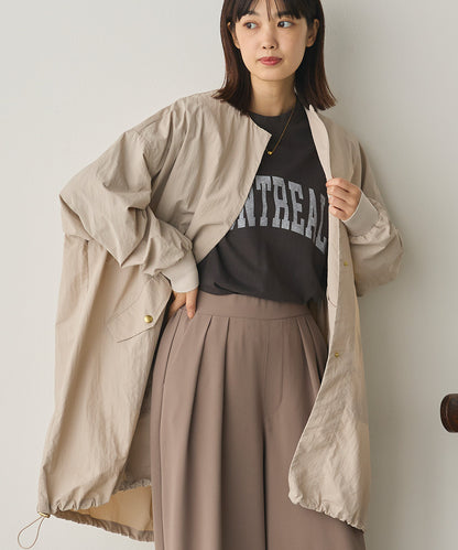 撥水加工ナイロンノーカラー裾ドローコードブルゾン[1325-9010]