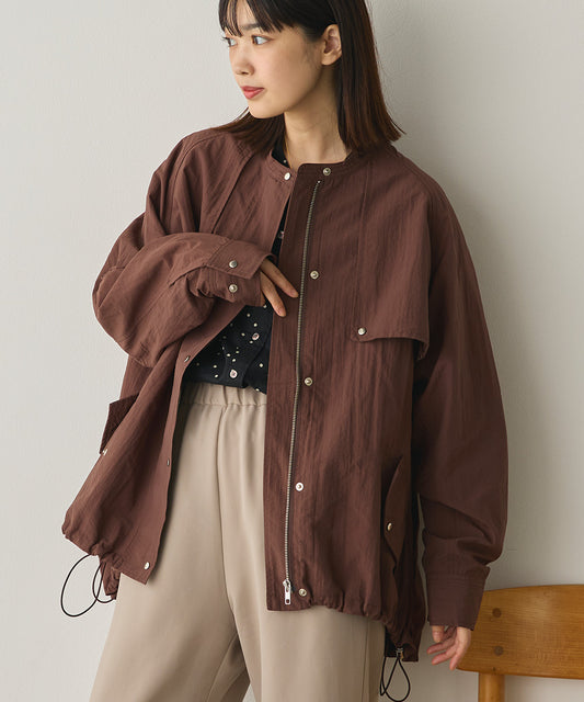 撥水加工ナイロン裾ドローコードAラインブルゾン[1325-9011]