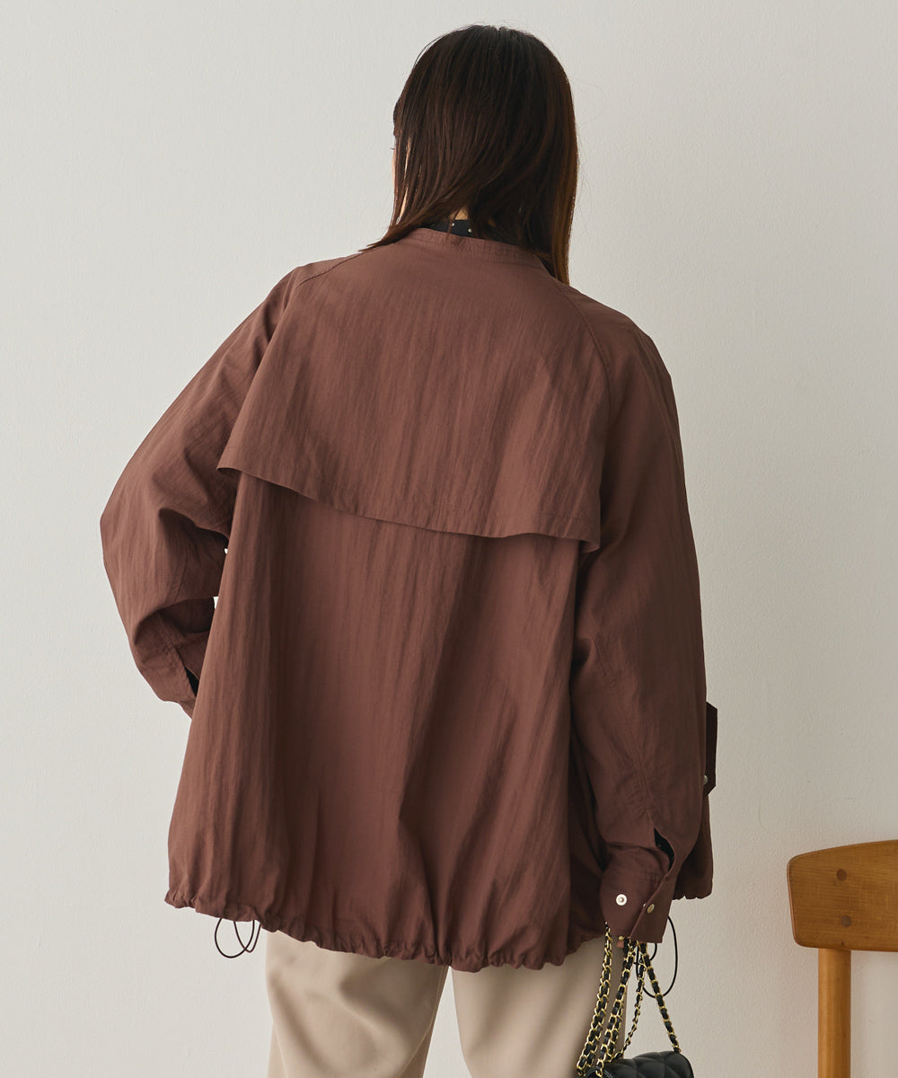 撥水加工ナイロン裾ドローコードAラインブルゾン[1325-9011]