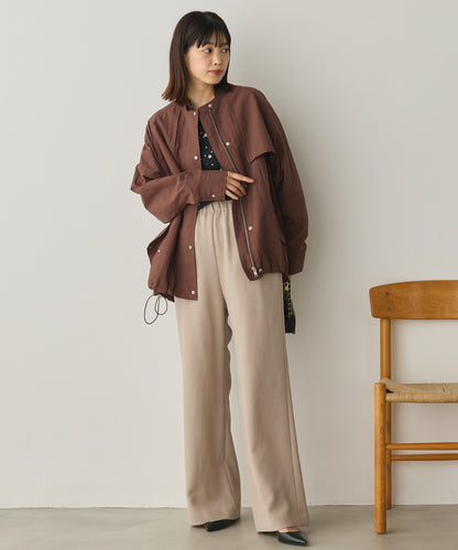 撥水加工ナイロン裾ドローコードAラインブルゾン[1325-9011]