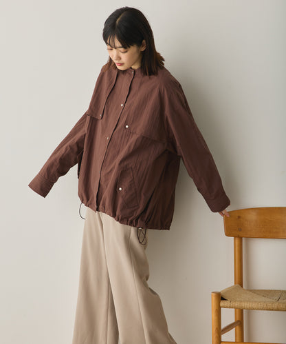 撥水加工ナイロン裾ドローコードAラインブルゾン[1325-9011]