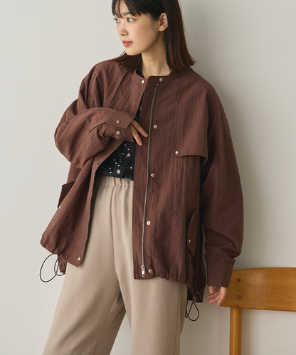 撥水加工ナイロン裾ドローコードAラインブルゾン[1325-9011]