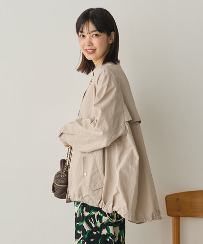 撥水加工ナイロン裾ドローコードAラインブルゾン[1325-9011]