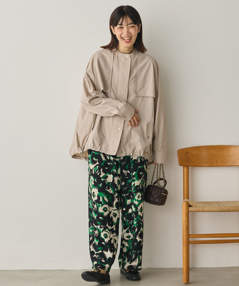 撥水加工ナイロン裾ドローコードAラインブルゾン[1325-9011]