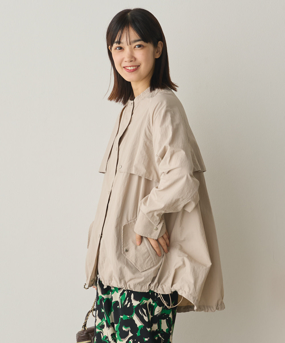撥水加工ナイロン裾ドローコードAラインブルゾン[1325-9011]